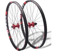 KUNYOS 26 27,5 29In Set di Ruote per Mountain Bike Freni A Disco Mozzo MS per 12Velocità Lega di Alluminio Cerchi A Doppia Parete Perno Passante 15X100/12X142mm,Rosso,27.5inch