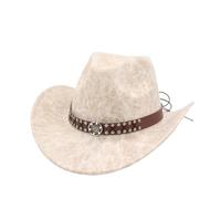 KUNYOS Adult Cowboy Hats, British-Style Large-Brim Wide-Brimmed Fedoras, Women's Cowboy Hats, Men's Top Hats, Accessories for Outdoor Activities And Western-Themed Parties(Beige)