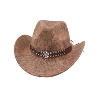 KUNYOS Adult Cowboy Hats, British-Style Large-Brim Wide-Brimmed Fedoras, Women's Cowboy Hats, Men's Top Hats, Accessories for Outdoor Activities And Western-Themed Parties(Khaki)