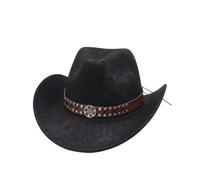KUNYOS Adult Cowboy Hats, British-Style Large-Brim Wide-Brimmed Fedoras, Women's Cowboy Hats, Men's Top Hats, Accessories for Outdoor Activities And Western-Themed Parties(Black)