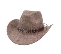 KUNYOS Adult Cowboy Hats, British-Style Large-Brim Wide-Brimmed Fedoras, Women's Cowboy Hats, Men's Top Hats, Accessories for Outdoor Activities And Western-Themed Parties(Grey)