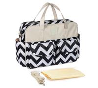 KUNYOS Borsa for il cambio del pannolino bambino con grande capacità, impermeabile semplice borsa a mano, più scomparti all'interno for riporre tutti gli accessori,da viaggio pratica adatta(White)