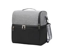 KUNYOS Borsa for il pranzo, doppi scomparti, può essere disposta a strati e riposta indipendentemente, mantiene fresca calda, trasportata in diagonale(Grey)