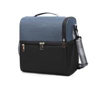 KUNYOS Borsa for il pranzo, doppi scomparti, può essere disposta a strati e riposta indipendentemente, mantiene fresca calda, trasportata in diagonale(Navy blue)