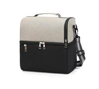 KUNYOS Borsa for il pranzo, doppi scomparti, può essere disposta a strati e riposta indipendentemente, mantiene fresca calda, trasportata in diagonale(Khaki)