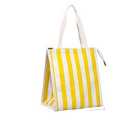 KUNYOS Borsa termica for il pranzo donne e studenti, con manico cerniera, borsa in tessuto Oxford, adatta lavoro/scuola/picnic/viaggi godersi una vita migliore(Yellow stripes)