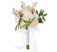 KUNYOS Bouquet da sposa, rose artificiali, bouquet da tenere a mano, adatto for matrimoni, feste all'aperto e decorazioni for confessioni(Champagne)