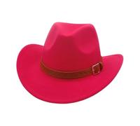 KUNYOS Cappello da Cowboy, Adatto for Uomini e Donne Adulti, Design a Tesa Larga e Bordo Arricciato, Accessori a Tema Western, Abito Neutro, Adatto a Feste in più Scene(Rosy)
