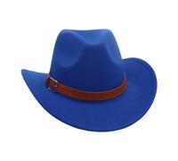 KUNYOS Cappello da Cowboy, Adatto for Uomini e Donne Adulti, Design a Tesa Larga e Bordo Arricciato, Accessori a Tema Western, Abito Neutro, Adatto a Feste in più Scene(Blue)