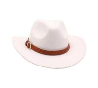 KUNYOS Cappello da Cowboy, Adatto for Uomini e Donne Adulti, Design a Tesa Larga e Bordo Arricciato, Accessori a Tema Western, Abito Neutro, Adatto a Feste in più Scene(White)
