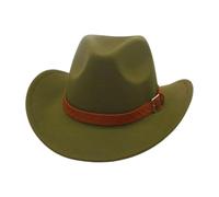 KUNYOS Cappello da Cowboy, Adatto for Uomini e Donne Adulti, Design a Tesa Larga e Bordo Arricciato, Accessori a Tema Western, Abito Neutro, Adatto a Feste in più Scene(Green)