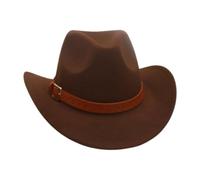 KUNYOS Cappello da Cowboy, Adatto for Uomini e Donne Adulti, Design a Tesa Larga e Bordo Arricciato, Accessori a Tema Western, Abito Neutro, Adatto a Feste in più Scene(Coffee)