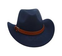 KUNYOS Cappello da Cowboy, Adatto for Uomini e Donne Adulti, Design a Tesa Larga e Bordo Arricciato, Accessori a Tema Western, Abito Neutro, Adatto a Feste in più Scene(Navy)