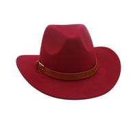 KUNYOS Cappello da Cowboy, Adatto for Uomini e Donne Adulti, Design a Tesa Larga e Bordo Arricciato, Accessori a Tema Western, Abito Neutro, Adatto a Feste in più Scene(Claret)