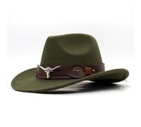 KUNYOS Cappello da Cowboy texano for Adulti, Cappello da Cowboy da Uomo con Tesa Larga e Morbida Pelliccia, Stile Sceriffo del Selvaggio West(Green)