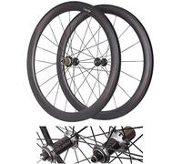KUNYOS Coppia di Ruote Tubeless in Carbonio 50 Mm C/V/Freno A Cerchio per Bici da Corsa, Ruota Posteriore E Anteriore, Set di Ruote 700C con Sganci Rapidi, Anteriori 2 Posteriori 5 Cuscinetti,Argento