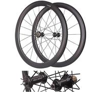 KUNYOS Coppia di Ruote Tubeless in Carbonio 50 Mm C/V/Freno A Cerchio per Bici da Corsa, Ruota Posteriore E Anteriore, Set di Ruote 700C con Sganci Rapidi, Anteriori 2 Posteriori 5 Cuscinetti,Nero