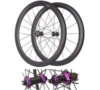 KUNYOS Coppia di Ruote Tubeless in Carbonio 50 Mm C/V/Freno A Cerchio per Bici da Corsa, Ruota Posteriore E Anteriore, Set di Ruote 700C con Sganci Rapidi, Anteriori 2 Posteriori 5 Cuscinetti,Viola