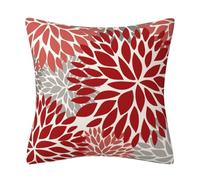 KUNYOS Cosy Pillow Covers 18x18inch Linen Square Throw Pillow Case,Farmhouse Modern Floral Flower Pillow Covers for Couch Sofa(Red)