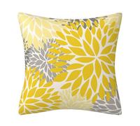 KUNYOS Cosy Pillow Covers 18x18inch Linen Square Throw Pillow Case,Farmhouse Modern Floral Flower Pillow Covers for Couch Sofa(Yellow)