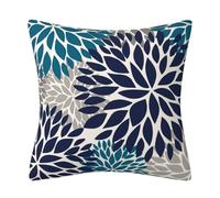 KUNYOS Cosy Pillow Covers 18x18inch Linen Square Throw Pillow Case,Farmhouse Modern Floral Flower Pillow Covers for Couch Sofa(Blue)