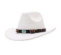KUNYOS Cowboy Hat, Bohemian, Curled Brim Felt Hat, Suitable for Men And Women, Crisp And Wearable Outdoor/Themed Party Accessories(White)