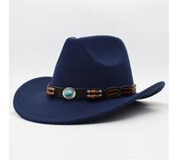 KUNYOS Cowboy Hat, Bohemian, Curled Brim Felt Hat, Suitable for Men And Women, Crisp And Wearable Outdoor/Themed Party Accessories(Navy Blue)