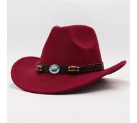 KUNYOS Cowboy Hat, Bohemian, Curled Brim Felt Hat, Suitable for Men And Women, Crisp And Wearable Outdoor/Themed Party Accessories(Claret)