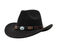 KUNYOS Cowboy Hat, Bohemian, Curled Brim Felt Hat, Suitable for Men And Women, Crisp And Wearable Outdoor/Themed Party Accessories(Black)
