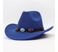 KUNYOS Cowboy Hat, Bohemian, Curled Brim Felt Hat, Suitable for Men And Women, Crisp And Wearable Outdoor/Themed Party Accessories(Blue)