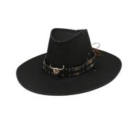 KUNYOS Cowboy Hat, Small Brim Flat Top, Men's Cowboy Hat, Western Movie Retro Style, Music Festival, Vacation Accessories(Black)