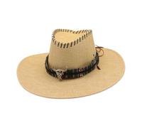 KUNYOS Cowboy Hat, Small Brim Flat Top, Men's Cowboy Hat, Western Movie Retro Style, Music Festival, Vacation Accessories(Beige)