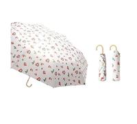 KUNYOS Curved Hook Handle Color Glue Umbrella, Ultra-Light Compact Retro Folding Umbrella, Sun-Proof & UV-Proof Women's Parasol Umbrellas(Beige)