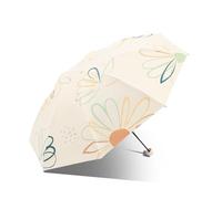 KUNYOS Flower Compact Umbrella, Women's Sunlight Protection UV Protection Umbrella, Girls In Sunny And Rainy Days, Folding Parasol, Folding Pocket Umbrellas(Beige)