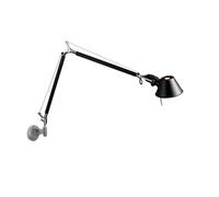 KUNYOS Lampada da parete moderna a braccio lungo Lampadina E27 in metallo nero argento con interruttore ruotabile for applique da salotto, studio, lettura(White light,B-Black)