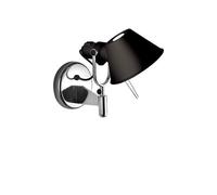 KUNYOS Lampada da parete moderna a braccio lungo Lampadina E27 in metallo nero argento con interruttore ruotabile for applique da salotto, studio, lettura(Natural light,A-Black)