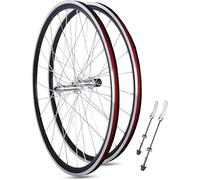 KUNYOS Lega di Alluminio 700C Road Bike Wheelset Doule Layer Cerchi V Brake Quick Release 24H Mozzi per 7/8/10/11 velocità Cassette Anteriore E Posteriore Ruote,30mm,Argento