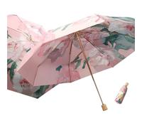 KUNYOS Ombrello compatto 8K, ombrello parasole in vinile con fiori a doppia faccia, resistente ai raggi UV, alle intemperie e alla pioggia, piccolo ombrellone fresco e funzionale(Double layer peony)