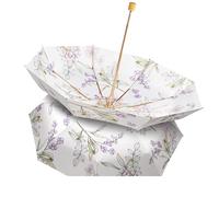 KUNYOS Ombrello compatto 8K, ombrello parasole in vinile con fiori a doppia faccia, resistente ai raggi UV, alle intemperie e alla pioggia, piccolo ombrellone fresco e funzionale(Double-sided grape)