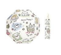 KUNYOS Ombrello Compatto Carino, Ombrello Pieghevole Completamente Automatico, Graziosi Motivi For Ragazze Sia Con La Pioggia Che Con Il Sole, Protezione Solare,Ombrelli Parasole(Beige)