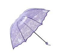 KUNYOS Ombrello Trasparente Romantico Con Motivo Floreale, Ombrello Pieghevole For I Giorni Di Pioggia, Ombrelli Compatti Stampati(Purple)