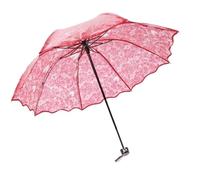 KUNYOS Ombrello Trasparente Romantico Con Motivo Floreale, Ombrello Pieghevole For I Giorni Di Pioggia, Ombrelli Compatti Stampati(Red)