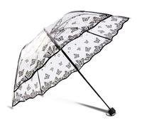 KUNYOS Ombrello Trasparente Romantico Con Motivo Floreale, Ombrello Pieghevole For I Giorni Di Pioggia, Ombrelli Compatti Stampati(White)