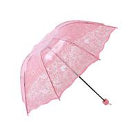 KUNYOS Ombrello Trasparente Romantico Con Motivo Floreale, Ombrello Pieghevole For I Giorni Di Pioggia, Ombrelli Compatti Stampati(Pink)