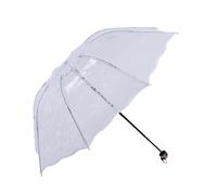 KUNYOS Ombrello Trasparente Romantico Con Motivo Floreale, Ombrello Pieghevole For I Giorni Di Pioggia, Ombrelli Compatti Stampati(White Gray)