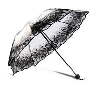 KUNYOS Ombrello Trasparente Romantico Con Motivo Floreale, Ombrello Pieghevole For I Giorni Di Pioggia, Ombrelli Compatti Stampati(White Black)