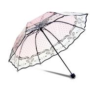 KUNYOS Ombrello Trasparente Romantico Con Motivo Floreale, Ombrello Pieghevole For I Giorni Di Pioggia, Ombrelli Compatti Stampati(Black)