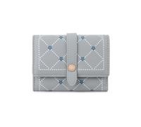KUNYOS Portafoglio da donna piccolo a tre ante, molto capiente e pratico. Accessorio alla moda con motivo floreale. Abbinabile diversi outfit. Regalo for le donne durante feste(Blue)