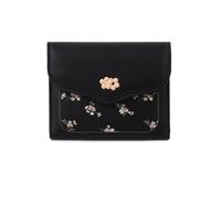 KUNYOS Portafoglio for donne e ragazze in pelle PU, 3 scomparti, grande capacità, portamonete, con bottone automatico a forma di fiore, accessori alla moda - articoli da regalo donna(Black)