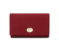 KUNYOS Portafoglio lungo da donna, design a tre ante di grande capacità, portafoglio pratico con lucchetto classico, accessori moda, regalo Natale for le donne(Claret,M)